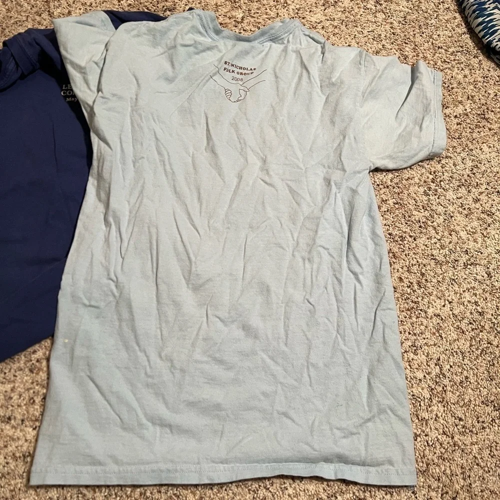 Set of 2 T-Shirts Blue St. Nicholas Fold Group 2008 AIFCV Youth Leadership Conf